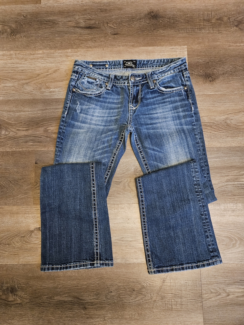 Women’s Y2k Lowrise Rerock For Express Blue Distressed Bootcut Jeans